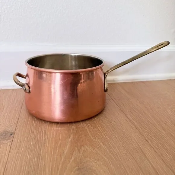 VTG Copper w/ Brass ODI Sauce Pan Korea - 5 1/4” X 3” - Picture 2 of 13